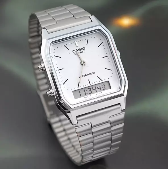 AQ 230A 7D CASIO Watch ORIGINAL Retro Vintage Digital SILVER White