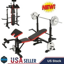 Weight Bench Set 600LBS with Rack Leg Developer Preacher Curl Bench Press Set US