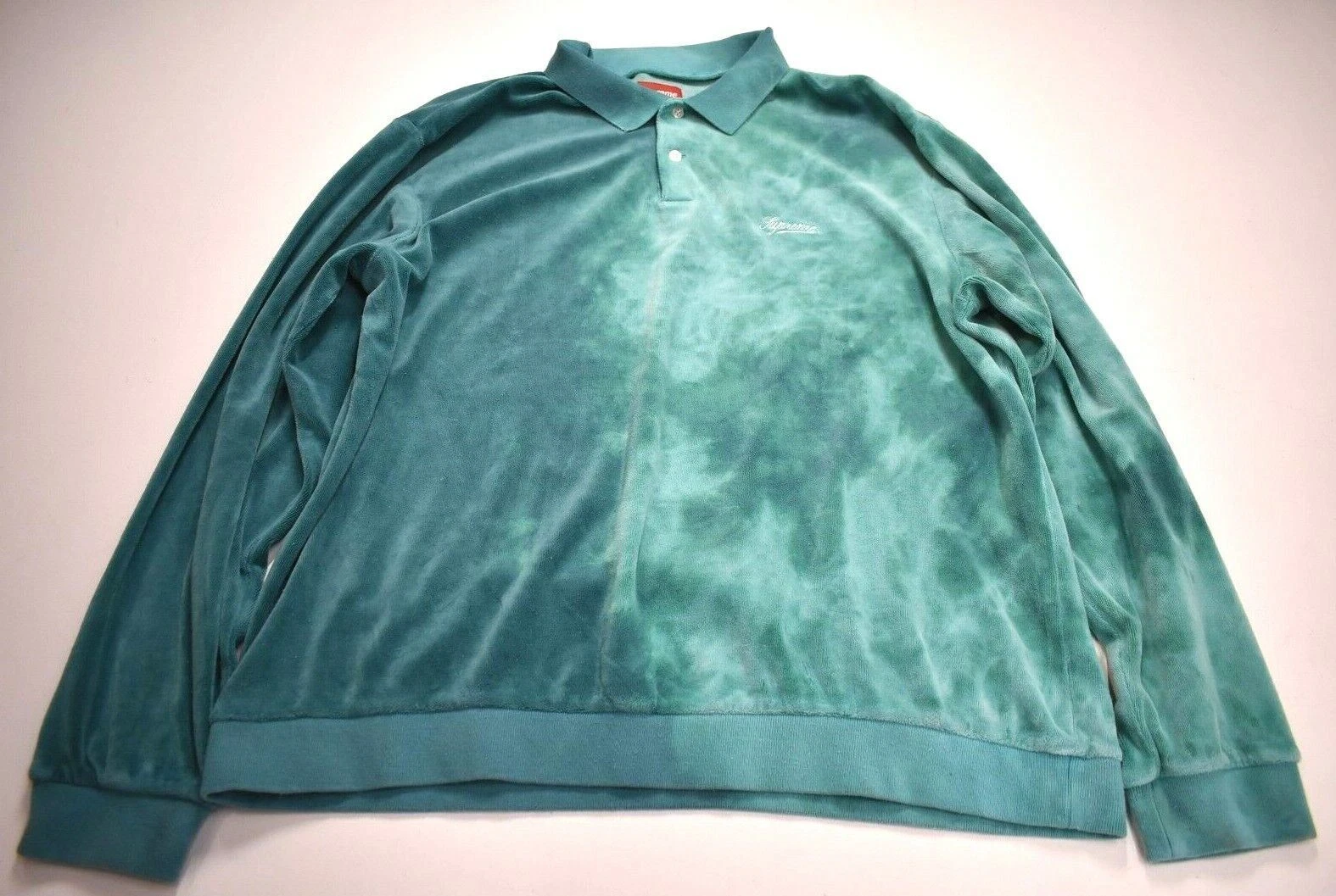 Pull polaire doux bleu manches longues côtes Supreme homme XL