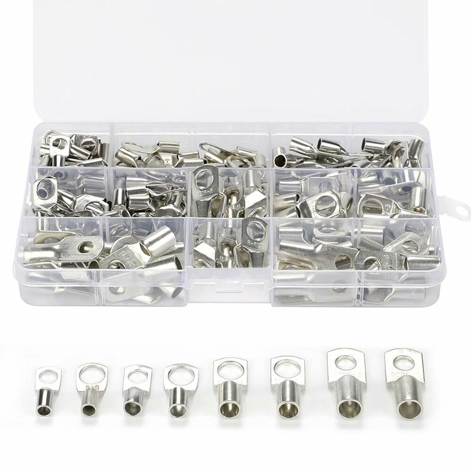 170pcs Marine Battery Wire Cable Crimp Connector Copper Ring Lug Terminal Set - Image 2 of 4