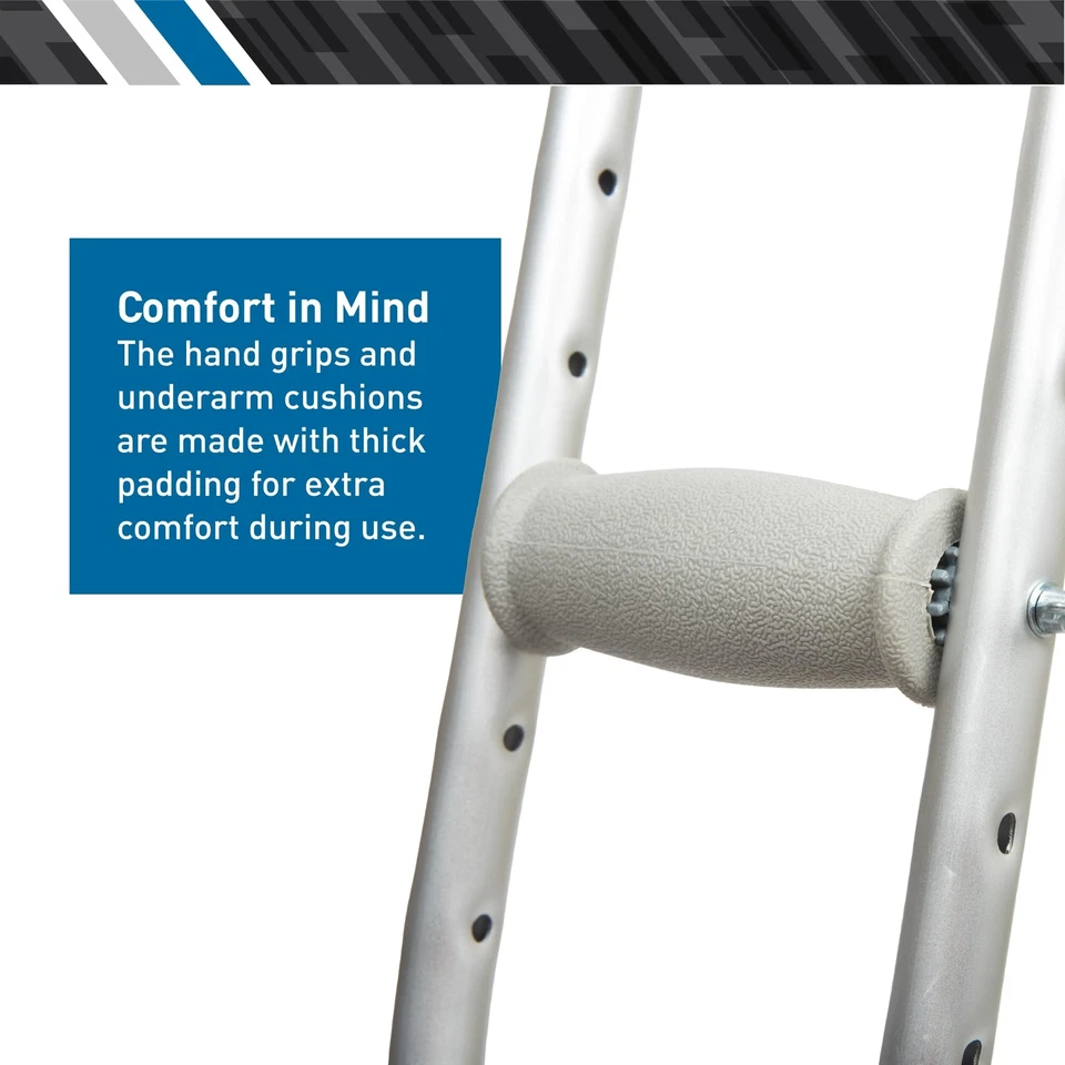 Алюминиевые костыли, для взрослых, высокие, 5 футов 10 дюймов–6 футов 6 дюймов — пара легких, высота - Изображение 4 из 4