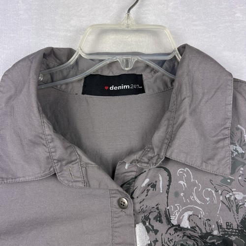 Denim 24/7 Shirt Top Womens NO SIZE TAG Button Up Long Sleeve/Hem Roll Tab - Picture 7 of 15