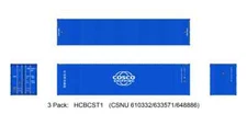 AURORA MINIATURES HO HCBCST1 40' Hi-Cube Dry Container 3-Pk Cosco