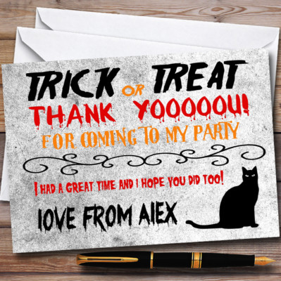 Trick or Treat schwarze Katze Halloween Halloween Party Dankeskarten