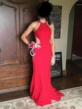 SHERRI HILL, SIZE 4, LONG RED DRESS, OPEN BACK, NEVER ALTERED, GORGEOUS!!