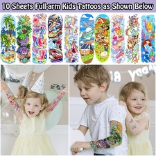 66 Sheets Full  Half Arm Temporary Tattoos Sleeves For Kids Mixed Size Stickers
