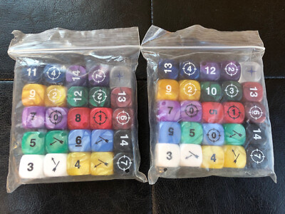 Rare 2 sets of dice for Nin Gonost Adiken Dungeon Crawl board game miniature RPG