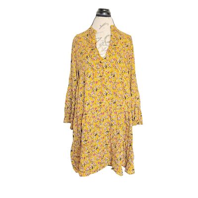 Three Stars Dress Size Large Floral Ruffle Tiered Prairie Bohemian Western Boho