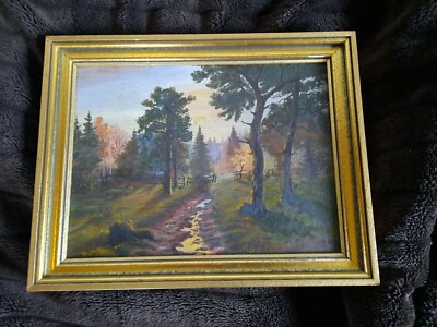 Oil painting on cardboard landscape signed from an inheritance 42 x 33 cm 