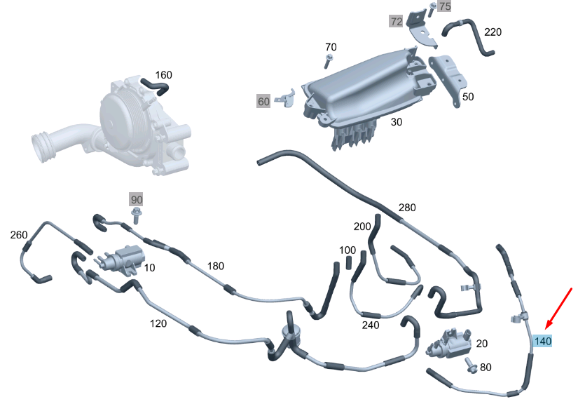 Neu MERCEDES-BENZ C W204 Unterdruckleitung A6510703232 Original