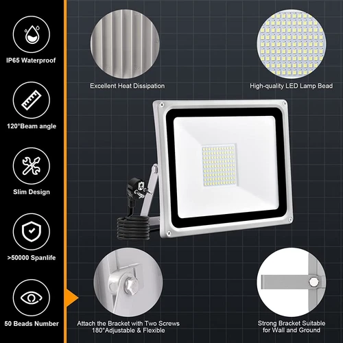 LED Fluter Stecker Außen Strahler Arbeitsleuchte Baustrahler Scheinwerfer Garten - Bild 29 von 251