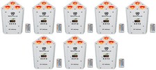 8 Rockville RF WEDGE WHITE RGBWA UV Battery Wireless DMX DJ Up Lights RF Remotes