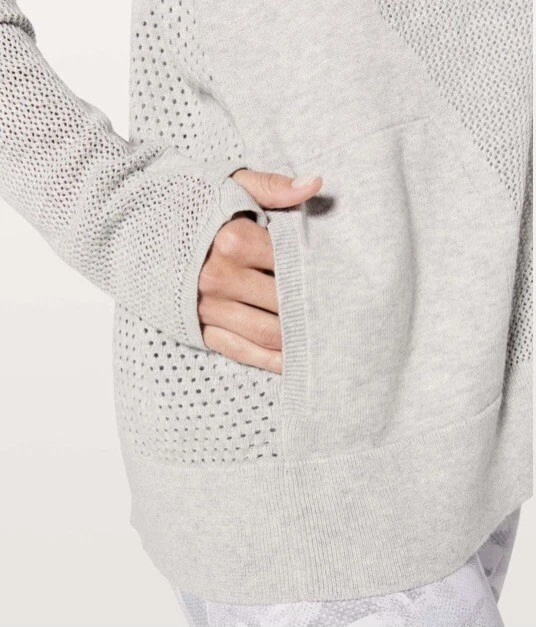 Sudadera con capucha tejida envolvente gris Nimbus 4 6 $128 Lululemon para mujer Still Movement Foto 4 de 4