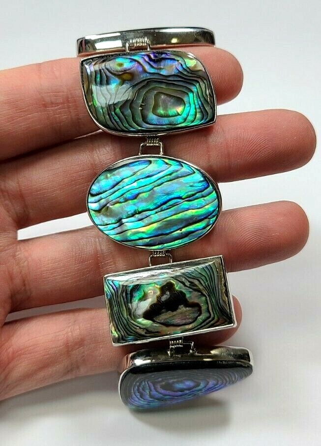 Large Abalone Sterling Silver Toggle Bracelet 6 -… - image 1