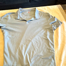 Calvin Klein Men's Blue Solid Logo Polo Shirt, Size L, Short Sleeve Collared