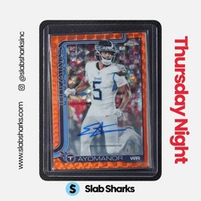 2025 TOPPS CHROME ELIC AYOMANOR ROOKIE AUTO ORANGE GEOMETRIC REFRACTOR RC /25