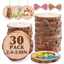 30 Pack Wood Slices for Crafts,2.4-2.8In Unfinished Natural Wood Rounds with
