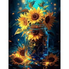 MISCER Flowers Diamond Art Kits for Adults, 30 cm x 7.5 cm, Sunflowers-01