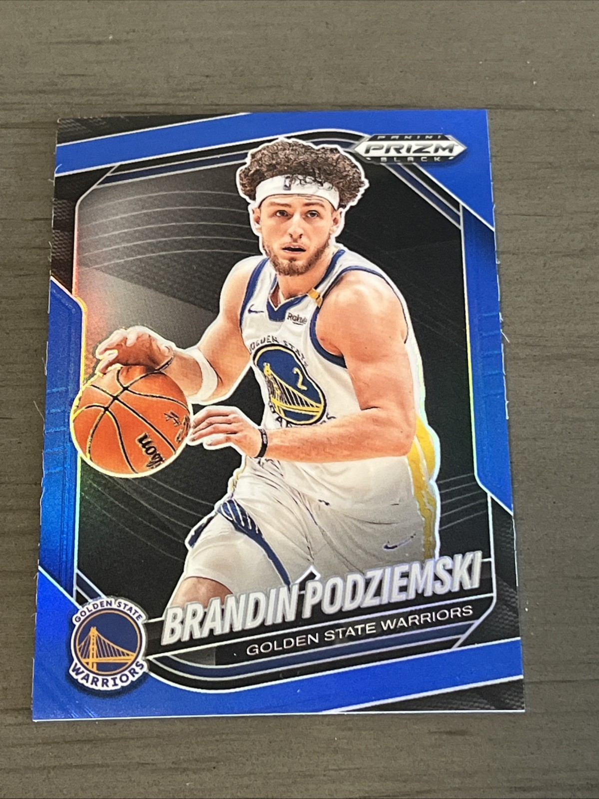 2024-25 Panini Prizm Black #143 Brandin Podziemski Blue Refractor /199 Warriors