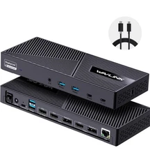 WAVLINK DisplayLink USB-C Docking Station 3 Monitors 130W Power Adapter RJ45