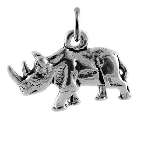 TheCharmWorks 925 Sterling Silver Rhinoceros Charm