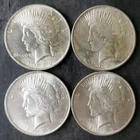 Lot of Four 1922 $1 Peace Silver Dollars