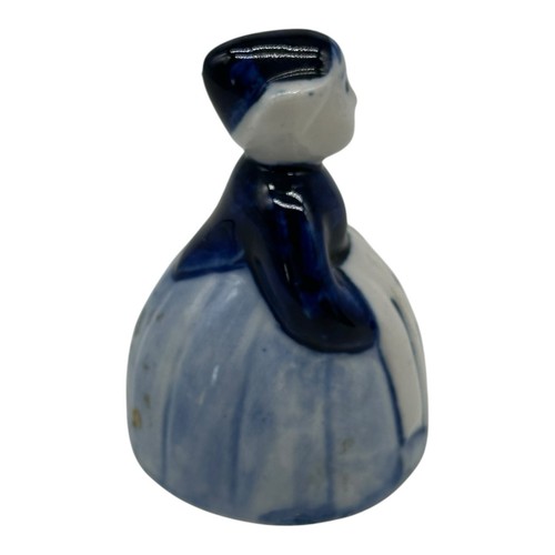 Vintage Miniature Delft Blue Holland Dutch Girl Figurine Dinner Bell Blue Willow - Picture 5 of 9