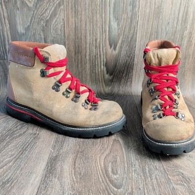 Vintage Explorers Mountaineer Hiking Boots Men's 9 Brown Suede Leather Red Laces