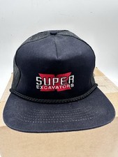 Vintage Black Truckers Hat Super Excavators X One Size Adjustable Unbranded