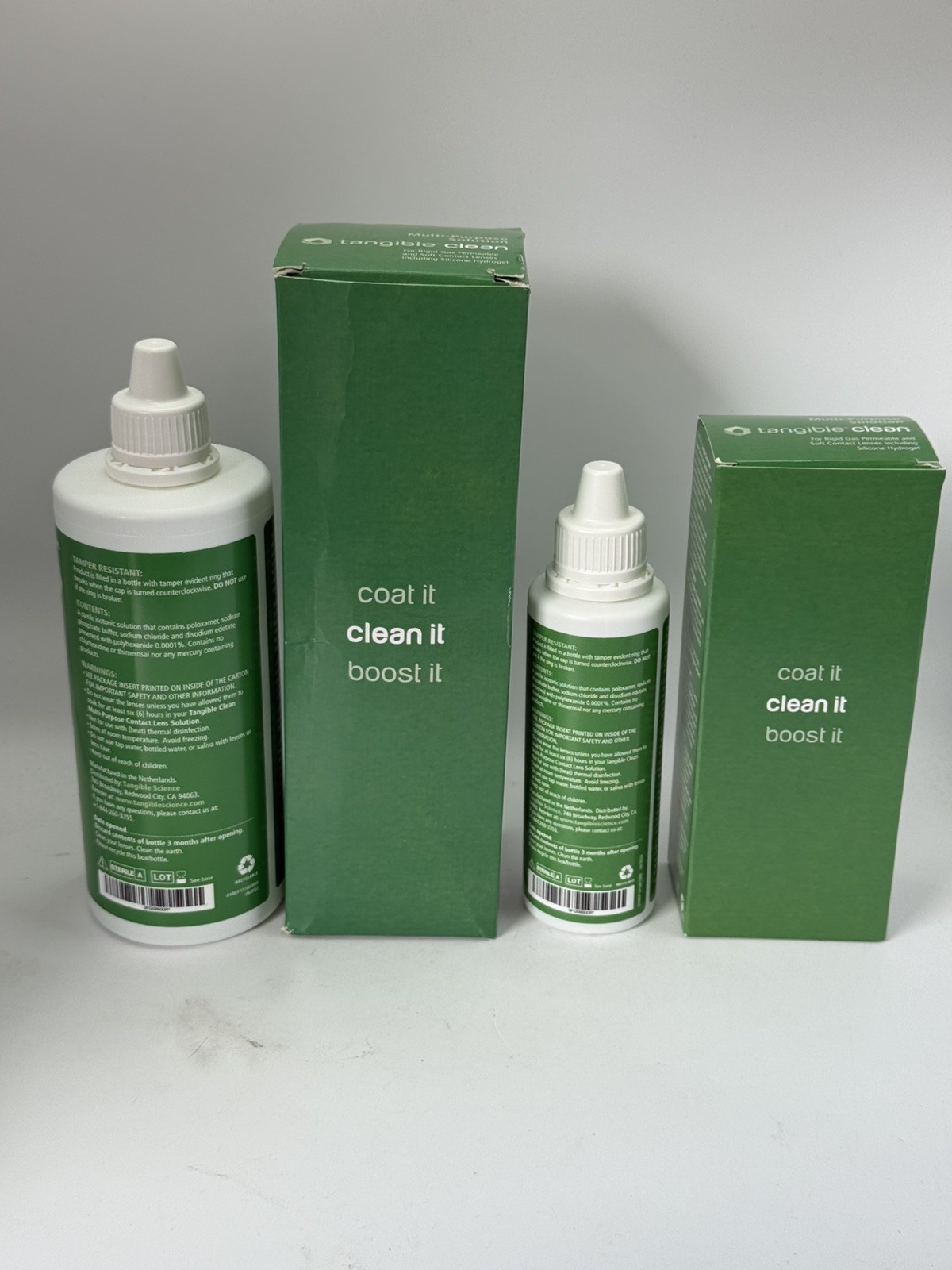 2x Tangible Clean Multi-Purpose Lens Solution Scleral /Gas Permeable 12oz& 3.4oz
