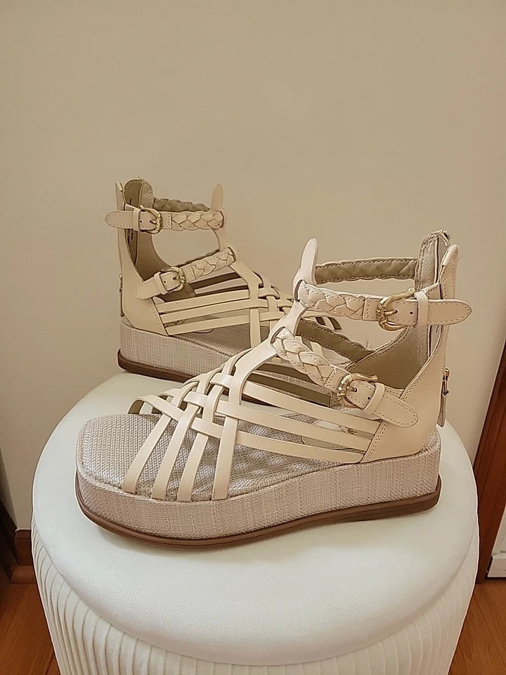 6.5 码 - Sam Edelman Nicki - 亚麻皮革角斗士凉鞋 — 第 2/4 张图片