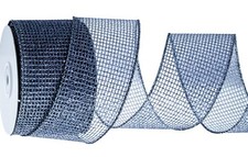 2 X Glitter Mesh Wire Edge Ribbon NAVY BLUE 2.5 X 10 Yards Each 20 Yards Total