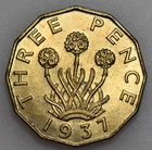 1937 George VI Brass Threepence — photo from another recent sale