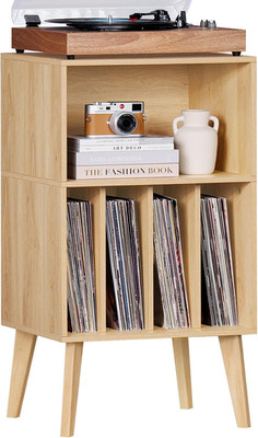 Record Player Stand, Turntable Stand Holds up to 160 Albums | Mid-Century Vinyl
