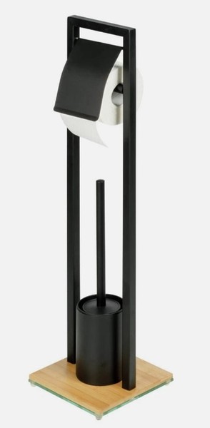 Wenko Bambusa 2-In-1-Wc-Set: StäNder + ToilettenbüRste, Bambus, Schwarz-image
