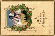 Vintage, Christmas, postcard, greeting, message, address, Franzis Postcard