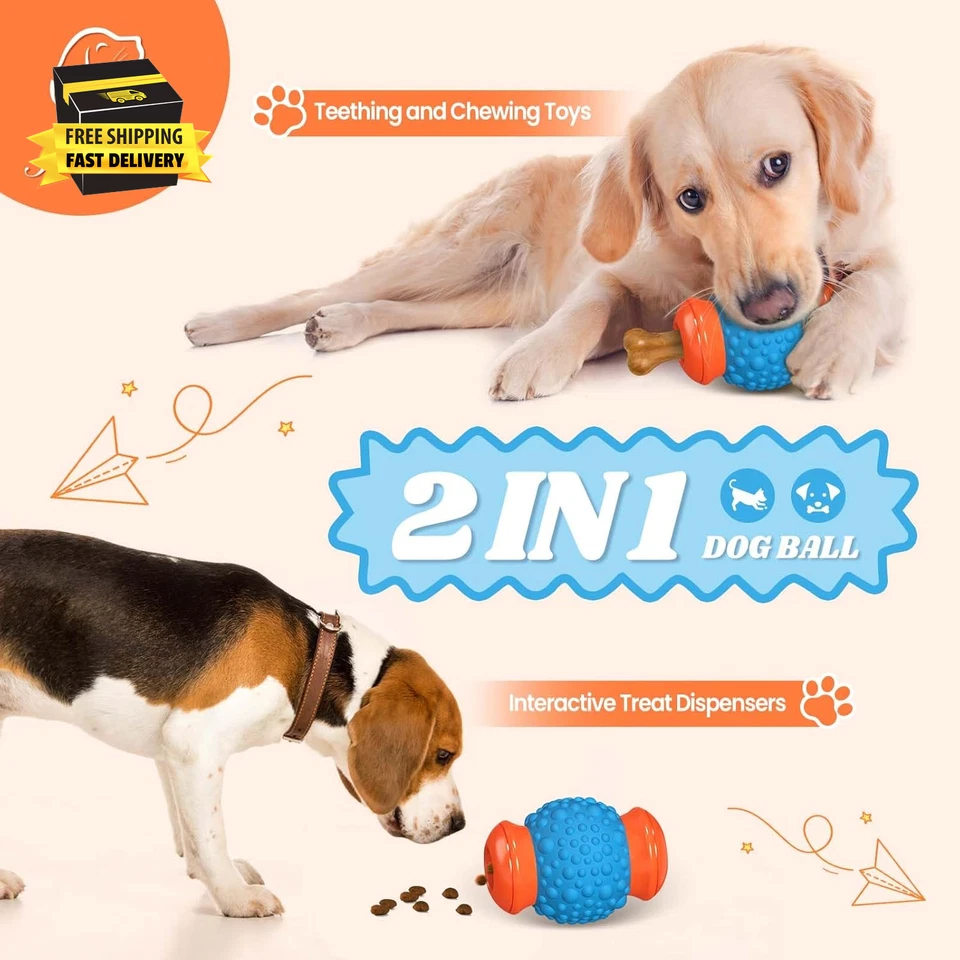 Dispensador interativo de brinquedos para cães - Alimentador de quebra-cabeça lento para cães grandes, mental - Imagem 3 de 4