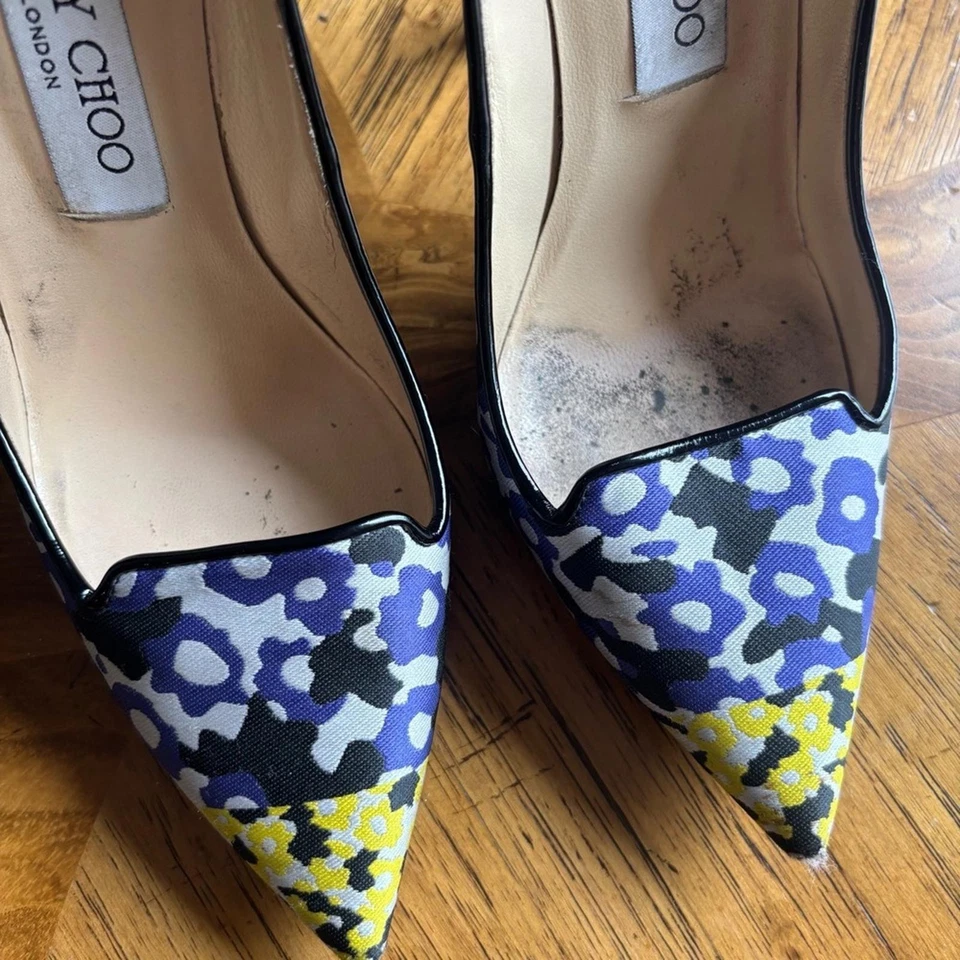 Zapatos de tacón alto Jimmy Choo multicolor estampado floral sin cordones punta 36 Foto 4 de 4