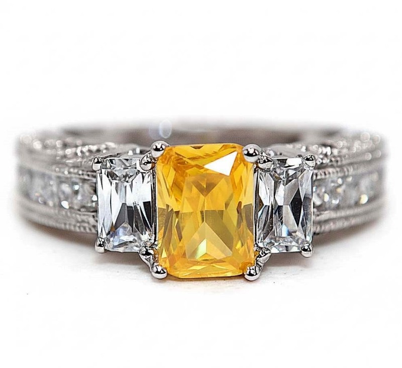 4CT Heat Treated Yellow Topaz 925 Sterling Silver Ring Jewelry Sz 6 NF1-7