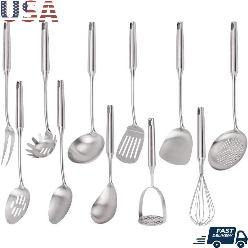 11PCS Stainless Steel Cooking Utensils Set Heat Resistant Dishwasher Safe New