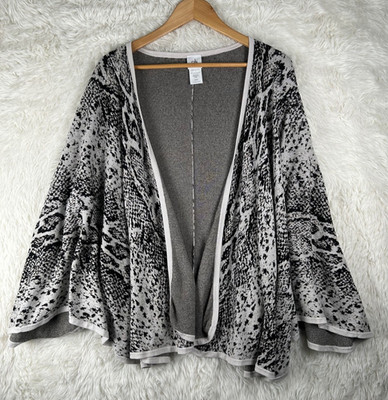 Cabi OS Style #4412 Serpant Wrap Snake Print Open Front Cotton Sweater Poncho