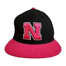New Era 59fifty Nebraska Cornhuskers Hat Cap Fitted 7 3/8 Black Pink Accents 