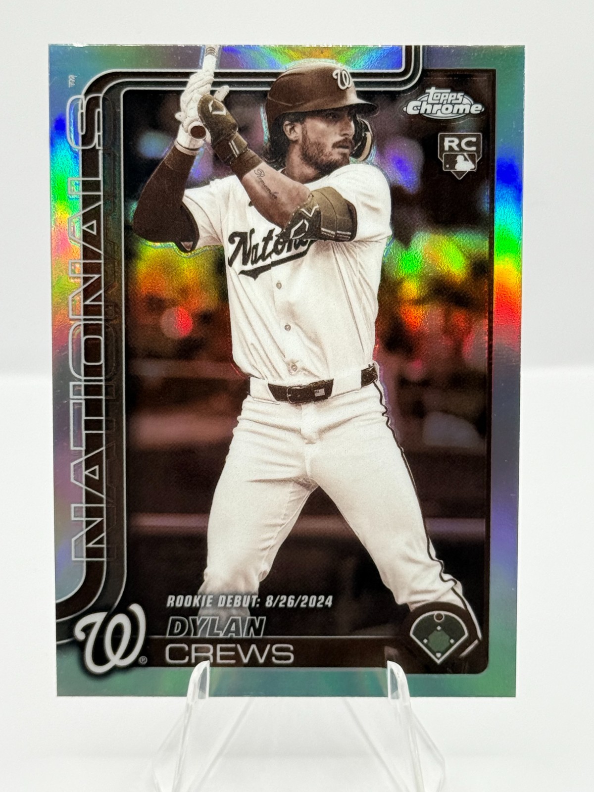 2025 Topps Chrome Update Sepia Refractor Dylan Crews Rookie Debut Card