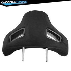 Seat Headrest Neck Cushion BK Suede Rod Dia 10mm Space 150mm For Mazda 3/6 Pair