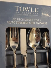 Towle Slice Pattern 20 Piece Set Service for 4 Stainless Steel Silverware NEW