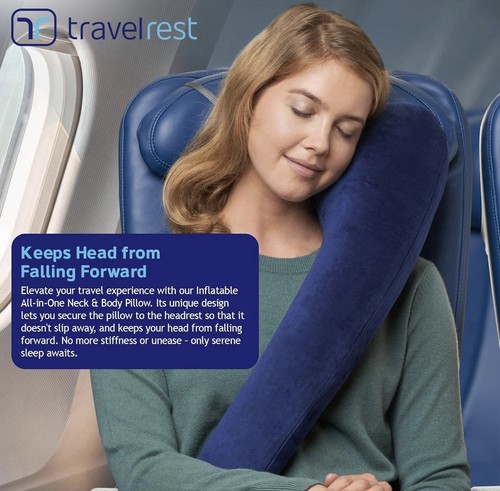 TRAVELREST Ultimate Inflatable Travel Neck & Body Pillow - Travel Essentials ...