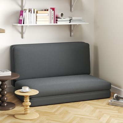 HOMCOM Bodensofa 3-in-1 Klappbar Schlafsofa mit Samtoptik für Schlafzimmer