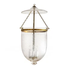 Jumbo Hanging Lanterns - Multi-Design Etched Glass, 14 In, Antique Brass Finish