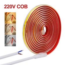 COB LED Strip Lights 220V 240V Flexible Adhesive Tape Rope Light Waterproof IP67