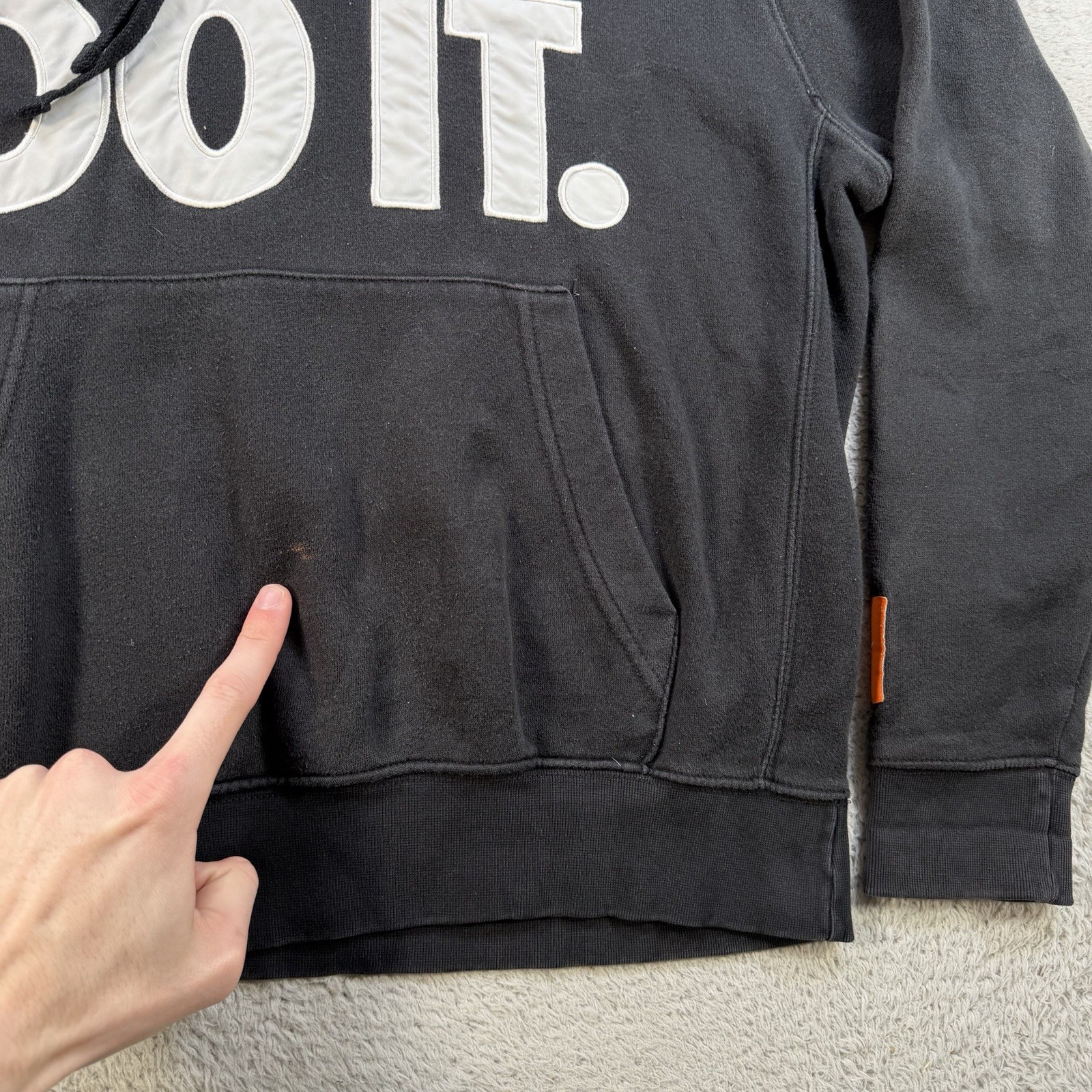 Nike Hoodie Mens Medium Black Fleece Drawstring Pullover Active Gym Just Do It thumbnail 3